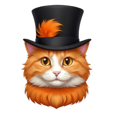 fluffy elegant orange cat with top hat black sticker