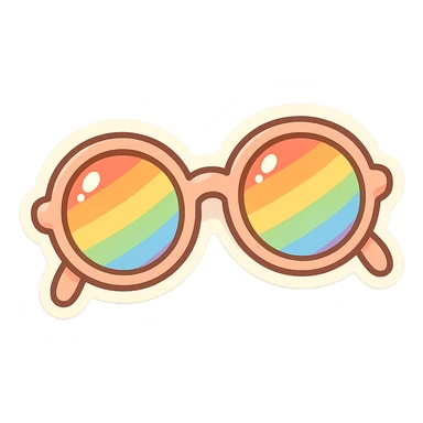 cute and exaggerated chibi sticker-style rainbow sunglasses sticker