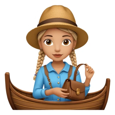 venice gondolier girl with braids, hat top flat sticker
