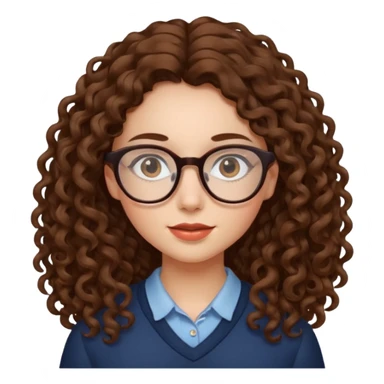 Rapariga, com óculos, cabelo castanho, aos caracóis, comprido sticker