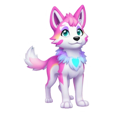 Anthro Colorful Shiny Fionbri-Falvie-sparkle-wolf-sona with neon markings full body sticker