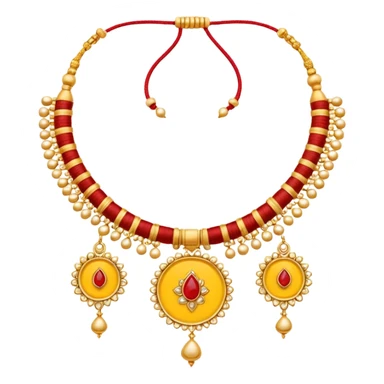 
Yellow thread necklace with two gold pendants, traditional Indian wedding thali sticker