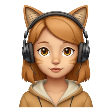 Light brown woman with cat headphones  sticker