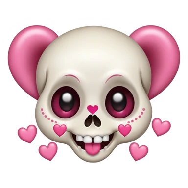 
Cute kawaii skull with a heart shaped nose and eyes are shaped as hearts cartoon -style/cute and transparent for a sticker sticker