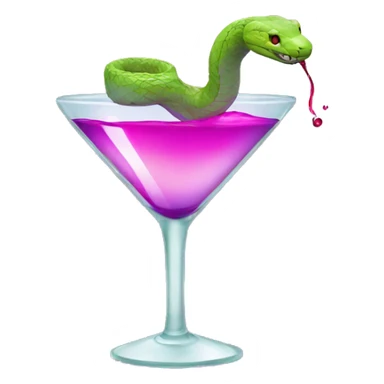 Pharmacy logo where the snake wraps a martini glass with a pink-purple-red liquid sticker
