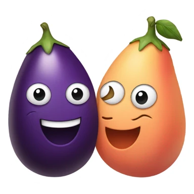 eggplant touching peach sticker