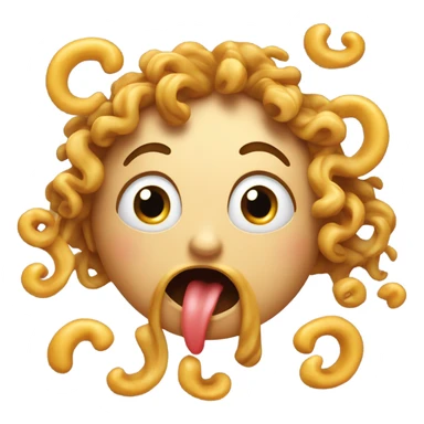 Drooling emoji with curls throwing up  sticker
