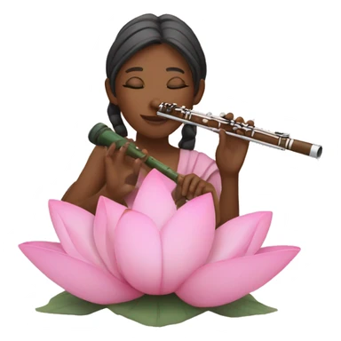 pink aesthetic lotus with flute  sticker