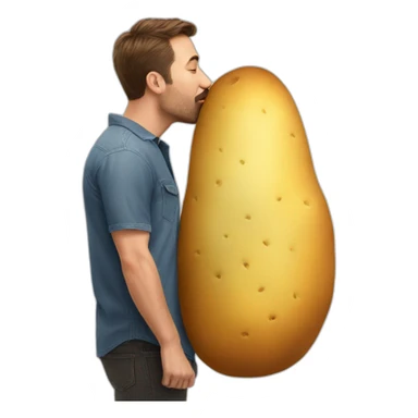 Man kissing big potato sticker