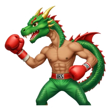 a boxer fighting with a green dragon sticker