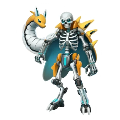 futuristic Skeleton-Cyborg-Manectric-Electrike-Salandit-Cubone-Umbreon-Marowak-Draco-Fakémon-hybrid-creature (full body), 4 legs sticker