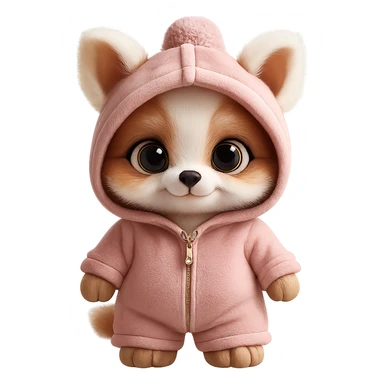 Remove the background, keep only the animal in pink clothing, realistic style, preserve transparency. sticker