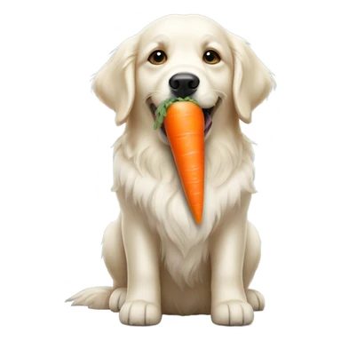 White Golden retriever holding by carrot in mouth sticker