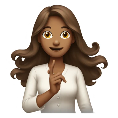 brown long hair lady with open hand gesture sticker