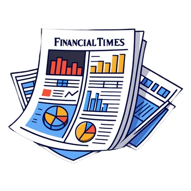 Financial Times newspaper with charts and graphs sticker