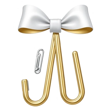 one gold paper clip with one small white bow in the middle sticker