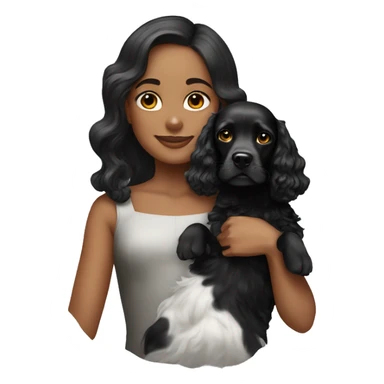 Black&white heir girl with black cocker spaniel sticker