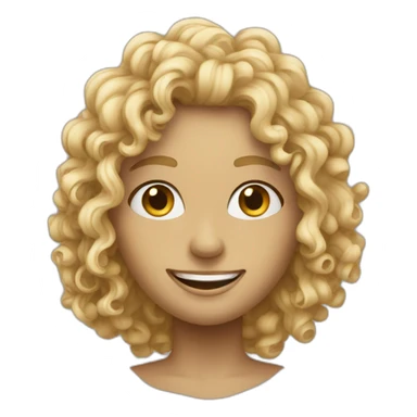 Curly blonde hippie skinny smile sticker
