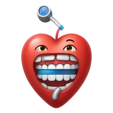 Heart with muscles and thermometer in mouth  sticker