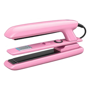 A baby pink  Hair straightener in iOS emoji style, 3D icon, plastic texture, soft reflection, minimalist design. sticker