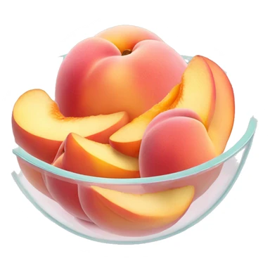 Pink peach slices in a clear bowl  sticker