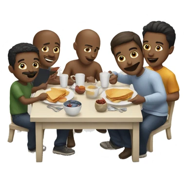 A group of male friends having breakfast  sticker