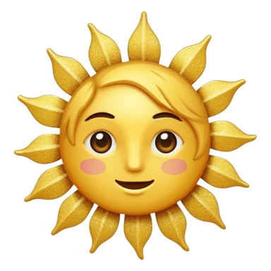 sun in 2d golden glitter in colour sticker