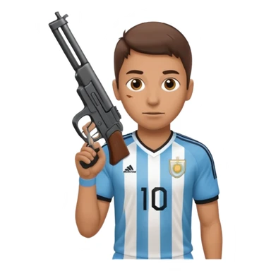 haz un turro con una biszera para atras y con un arma remera argentina pero arma de fuego sticker