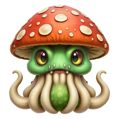poisonous mushroom beast portrait, head and shoulders only, creature made mostly of mushroom flesh, thick mushroom cap head, layered fungal textures, toxic green spore glow, animal-like eyes, fantasy monster pet vibe, 3D cartoon, mobile game icon style, clean background, no text, no watermark

 sticker