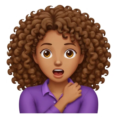 Brown curly crossed arms grabbing her neck screaming  sticker
