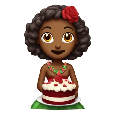 hula dancer eating red velvet cake sticker
