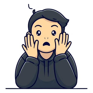 person begging for forgiveness with remorseful expression and pleading hands sticker