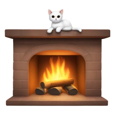 cat cozy by a fireplace mantle sticker