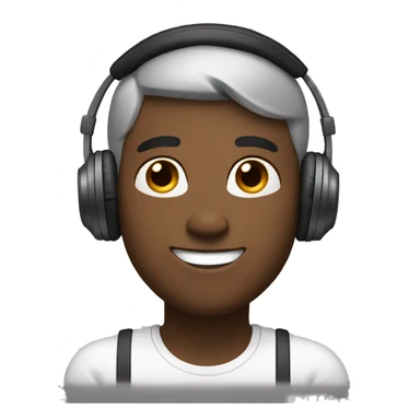 Round face, side hair, round brown eyes, smiling, wearing headphones sticker