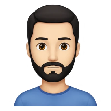 A man with black eyes. With a black beard and medium smooth hair. with the neck sticker