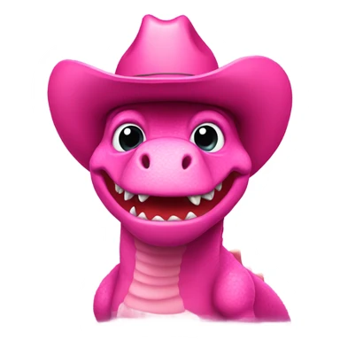 Pink dinosaur with a pink cowboy hat sticker