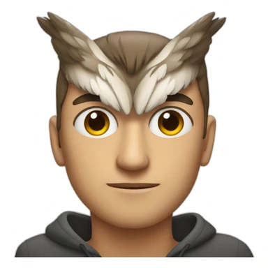man with owl head sticker