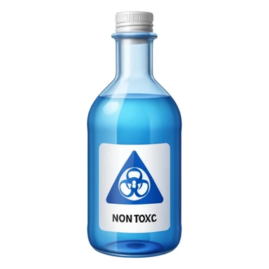 TRANSPARENT BOTTLE CAN SEE LIQUID INSIDE AND HAS"NON-TOXIC" AND "NON-HAZARDOUS" SIGN sticker