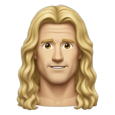 will ferrel realistic face with long blonde straight hair sticker