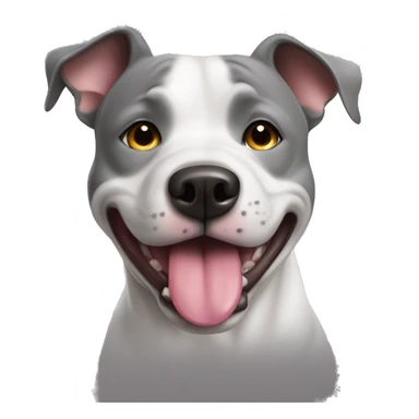 Grey Amstaff tongue out  sticker