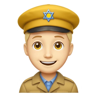 Smile face klasyczny ten żółty, klasyczna emotka messengerowa, lecz z pejsami i beretem żydowskim  sticker