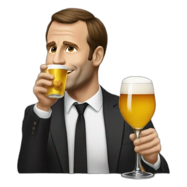 macron drinks a leffe sticker