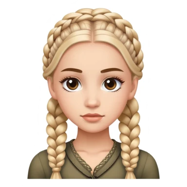 Beautiful character with Dutch braids, long dramatic eyelashes, and a very attractive face sticker