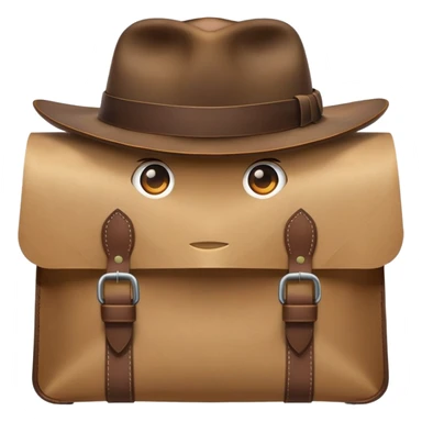 shopping bag with an Indiana Jones hat on top sticker