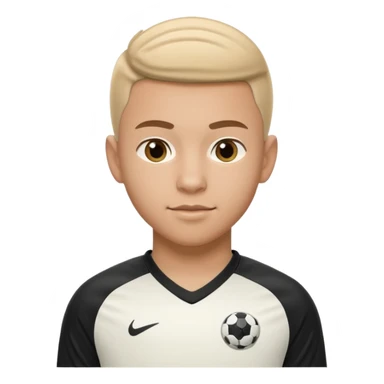 Apple iOS emoji style 19-20 year old soccer player standing front view, glossy 3D, stadium lights sticker