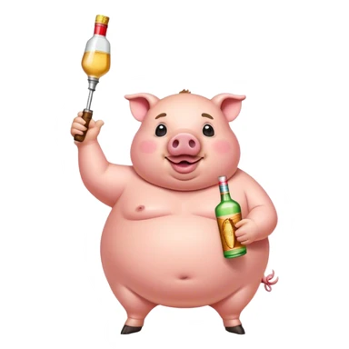 FAT PIG ON A POLE WITH A BOTTLE OF TEQUILA AND A DART sticker