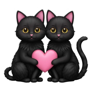 two black cats love, pink heart sticker