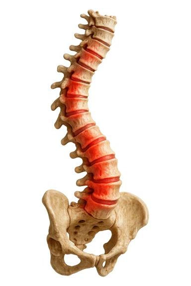 spina dorsale infiammata e storta, scoliosi, iperrealistico 4k sticker