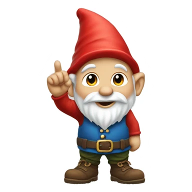 Gnome with the back of his left hand in front of him with his finger in the middle pointing up sticker