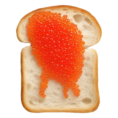 Fresh red caviar on bread, one, white background  sticker